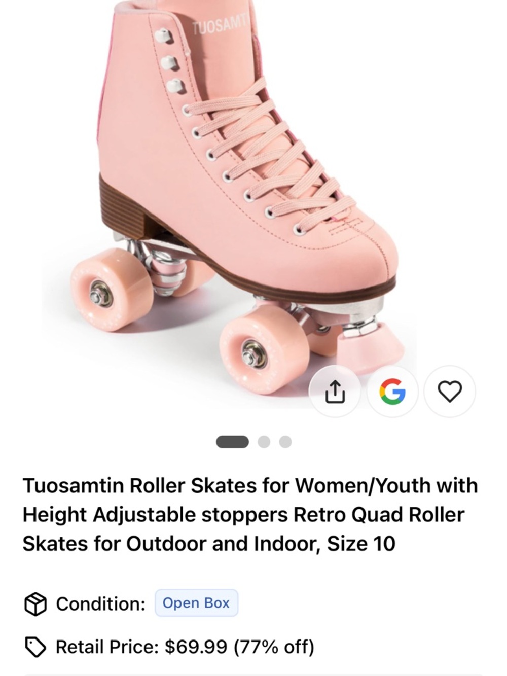 Women's Pink Retro Quad Roller Skates